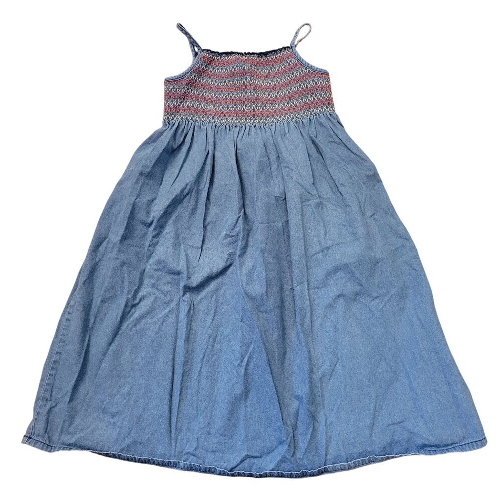 Girls Hanna Andersson 6 7 Blue Jean Denim Smocked Sundress 120 Modest Summer